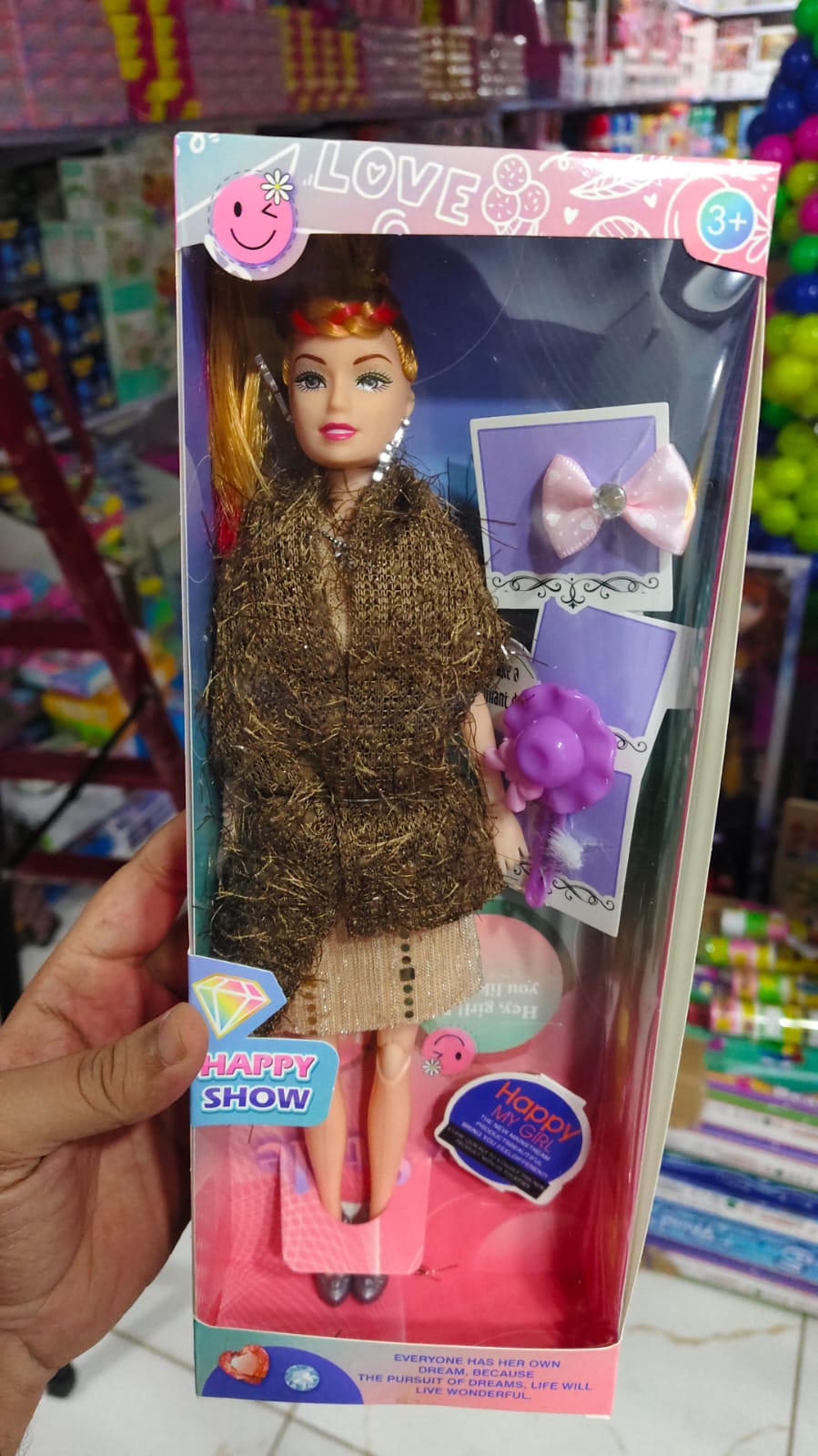 Cute Long Hair Fashion Doll – Foldable Arms & Legs (Random Design)