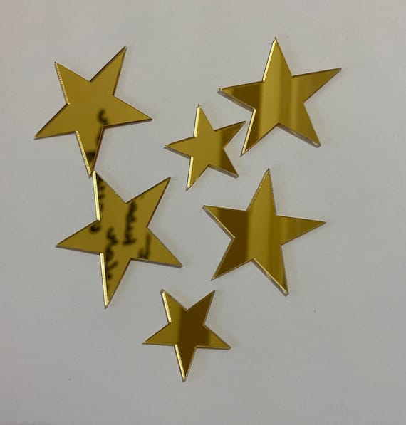 15pcs Golden Star Acrylic Mirror Wall Decals For Kids Bed