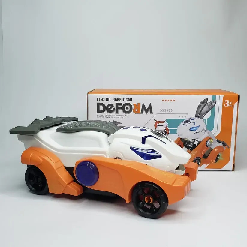 2-in-1 Deformable Bunny Car Toy – Electric Stunt Vehicle with Music & Lights