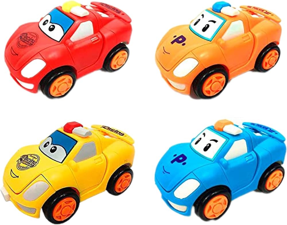 Pull Back Robot Car Toy – Push & Go Friction Vehicle (Random Color)