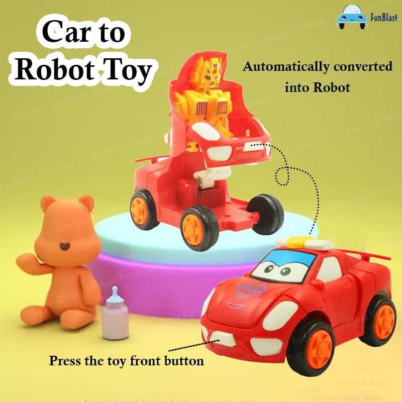 Pull Back Robot Car Toy – Push & Go Friction Vehicle (Random Color)