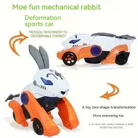 2-in-1 Deformable Bunny Car Toy – Electric Stunt Vehicle with Music & Lights