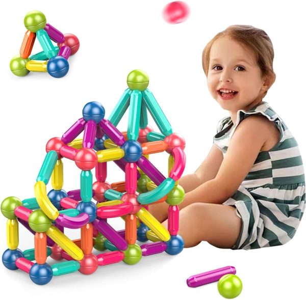 64pcs Magnetic Building Blocks Set – STEM Construction Toy for Toddlers & Preschoolers