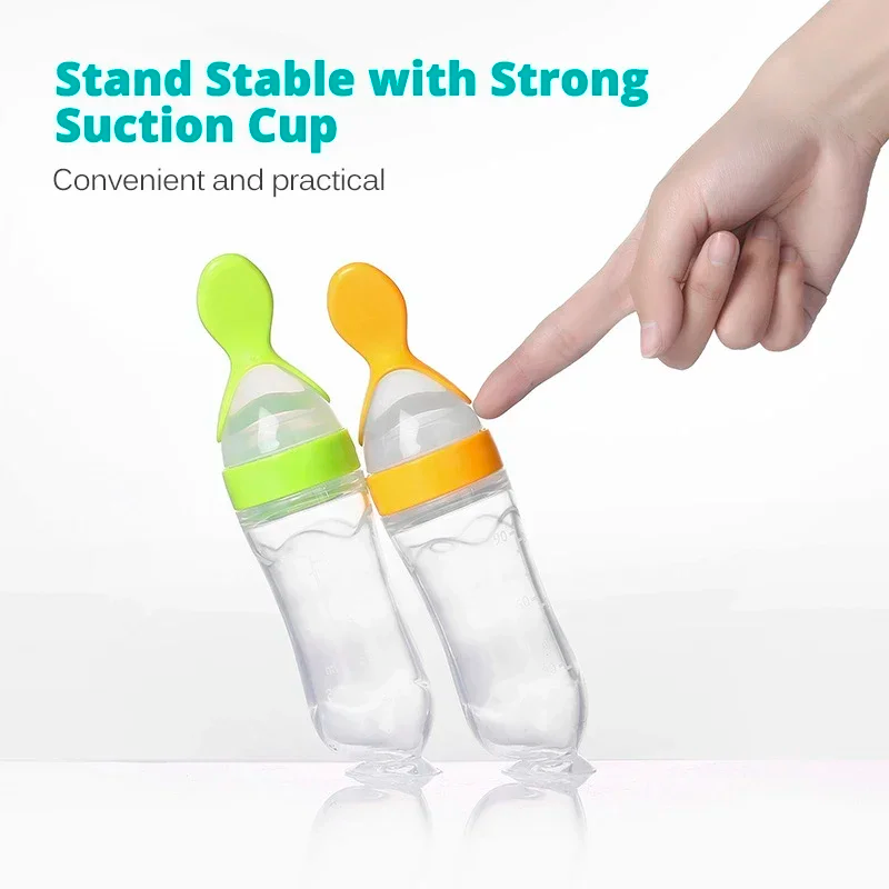 Baby Spoon Feeder Silicone Bottle Feeding (Random Color)