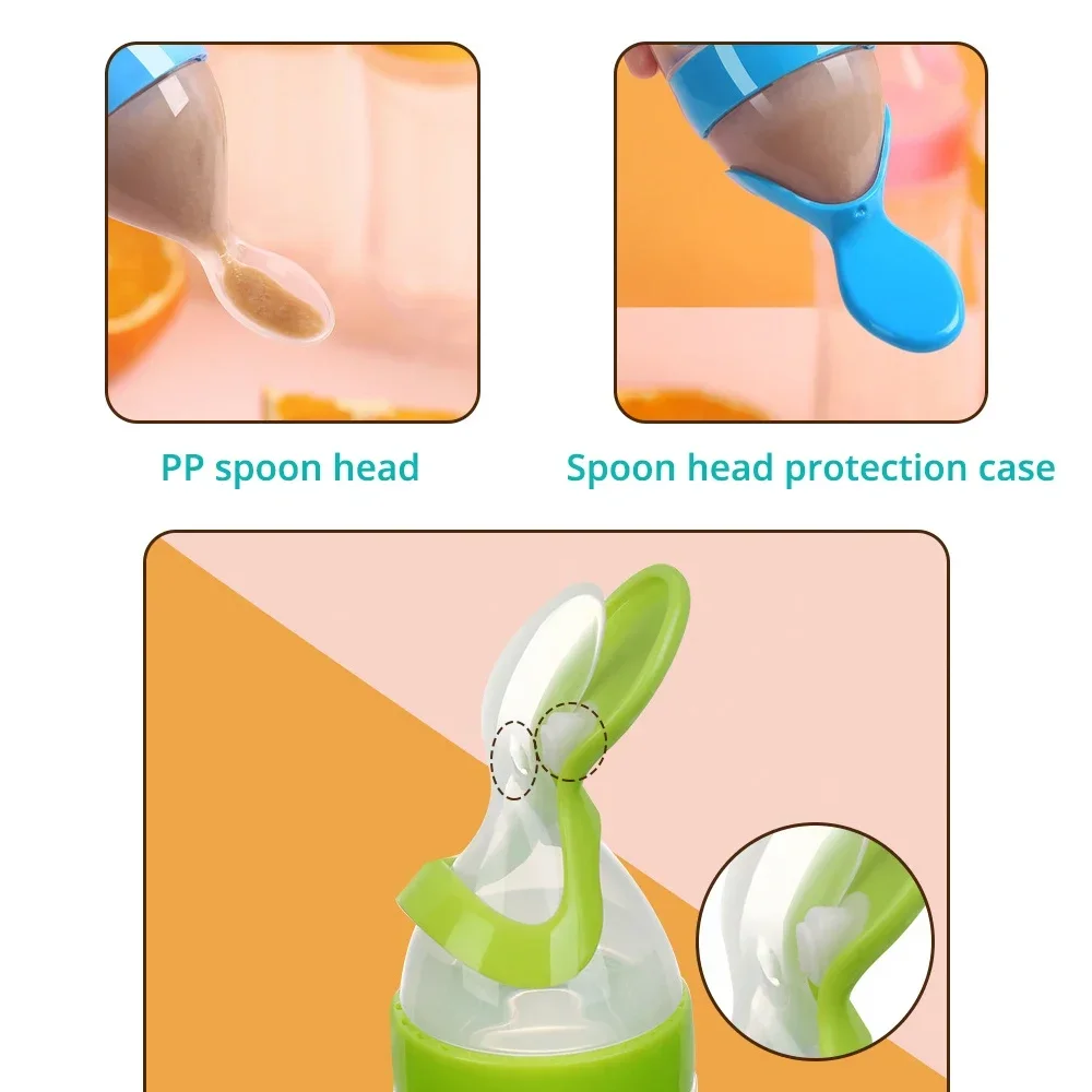 Baby Spoon Feeder Silicone Bottle Feeding (Random Color)