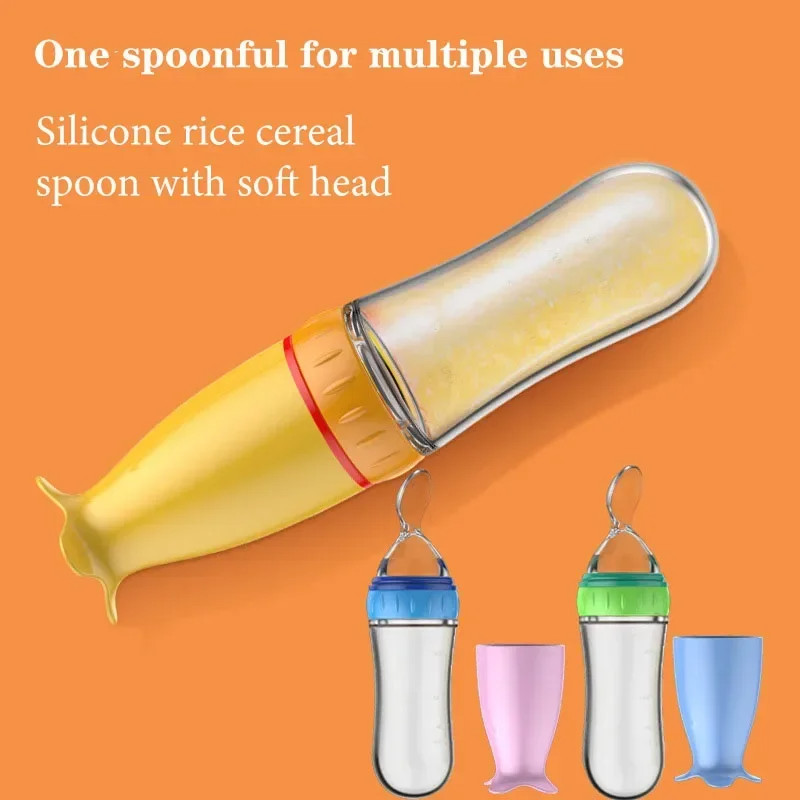 Baby Spoon Feeder Silicone Bottle Feeding (Random Color)