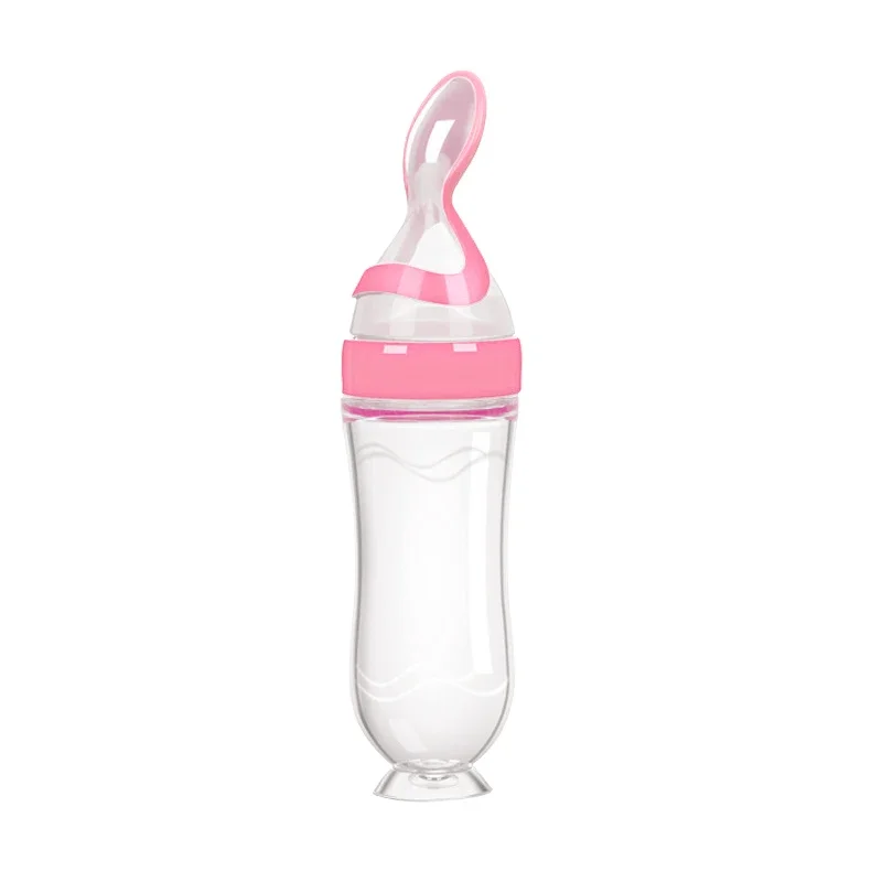 Baby Spoon Feeder Silicone Bottle Feeding (Random Color)