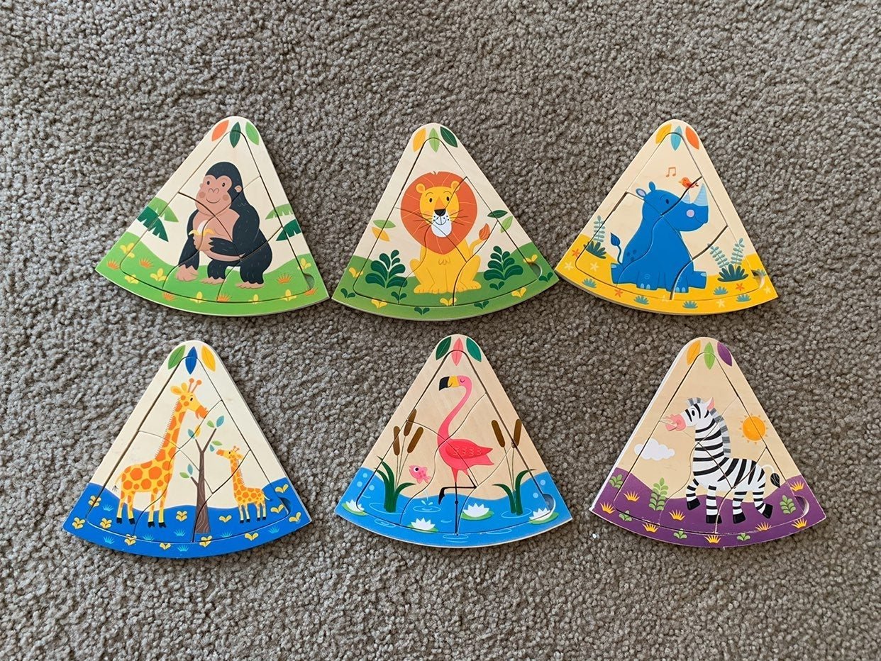 Wooden Pizza Slice Puzzle – Educational Toy for Kids (Random Characters)