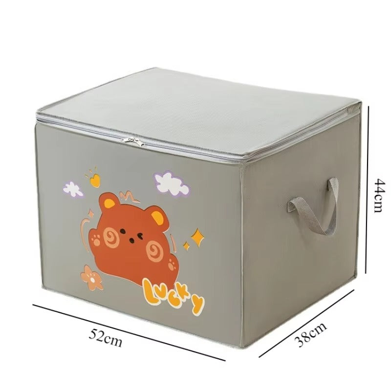 Lucky Teddy Bear Storage Bag – Cartoon Clothes & Toy Organizer (Random Design)