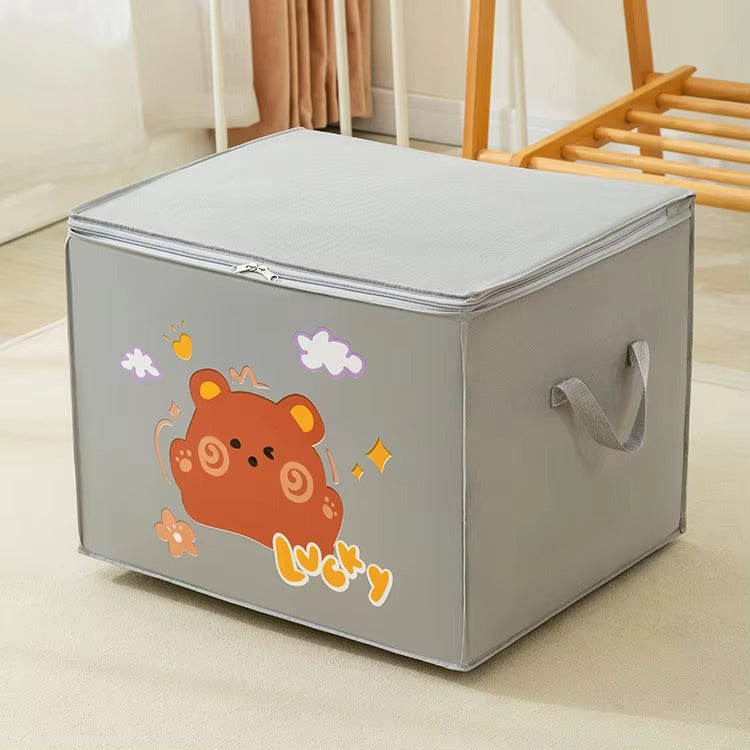 Lucky Teddy Bear Storage Bag – Cartoon Clothes & Toy Organizer (Random Design)