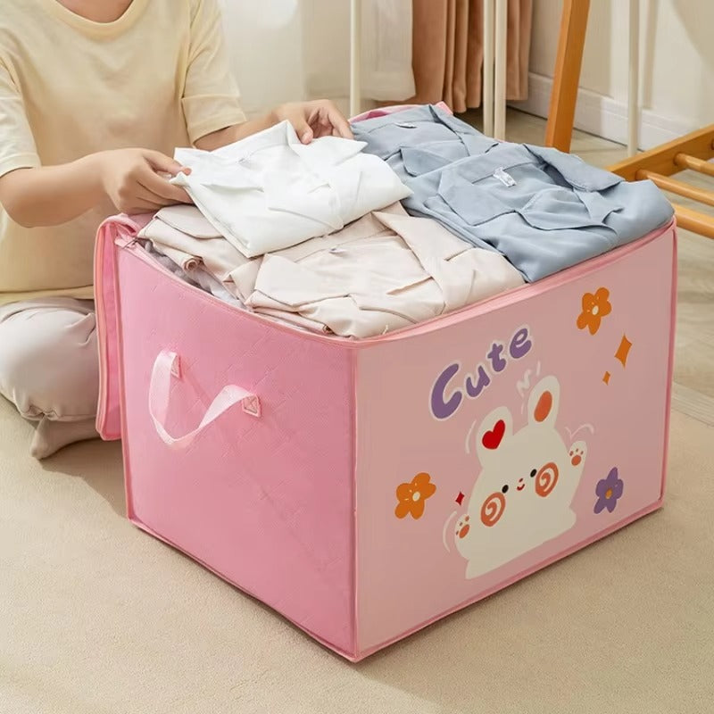 Lucky Teddy Bear Storage Bag – Cartoon Clothes & Toy Organizer (Random Design)