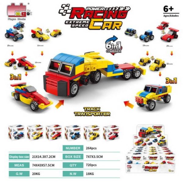 Power Racing Micro Blocks Set – 6-in-1 DIY Race Cars