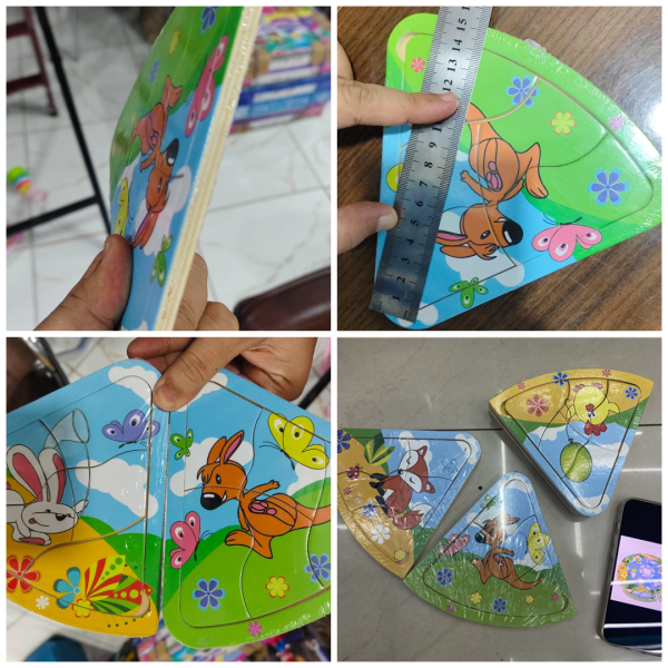 Wooden Pizza Slice Puzzle – Educational Toy for Kids (Random Characters)