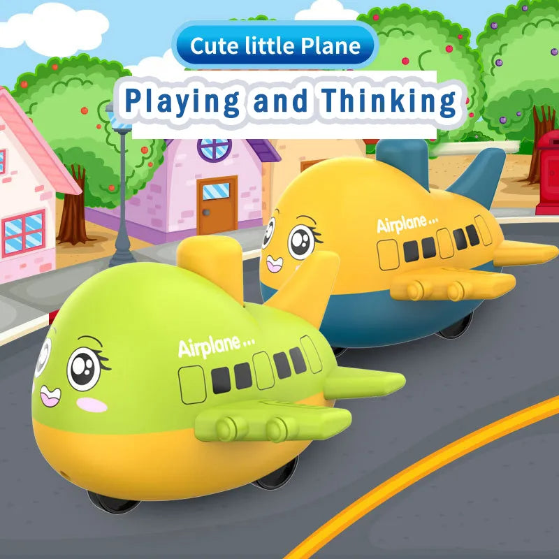 Pack Of 2 Cute Happy Face Push And Go Airplane Toy