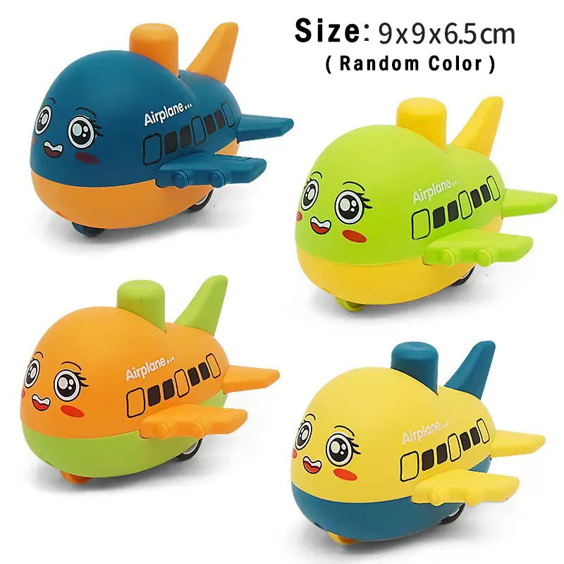 Pack Of 2 Cute Happy Face Push And Go Airplane Toy