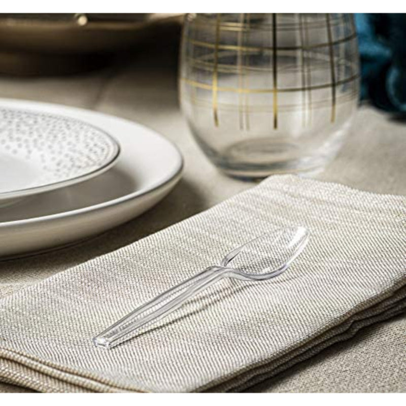 4 Packs Of 100PCS Transparent Plastic Spoons For Desserts And Appetizers