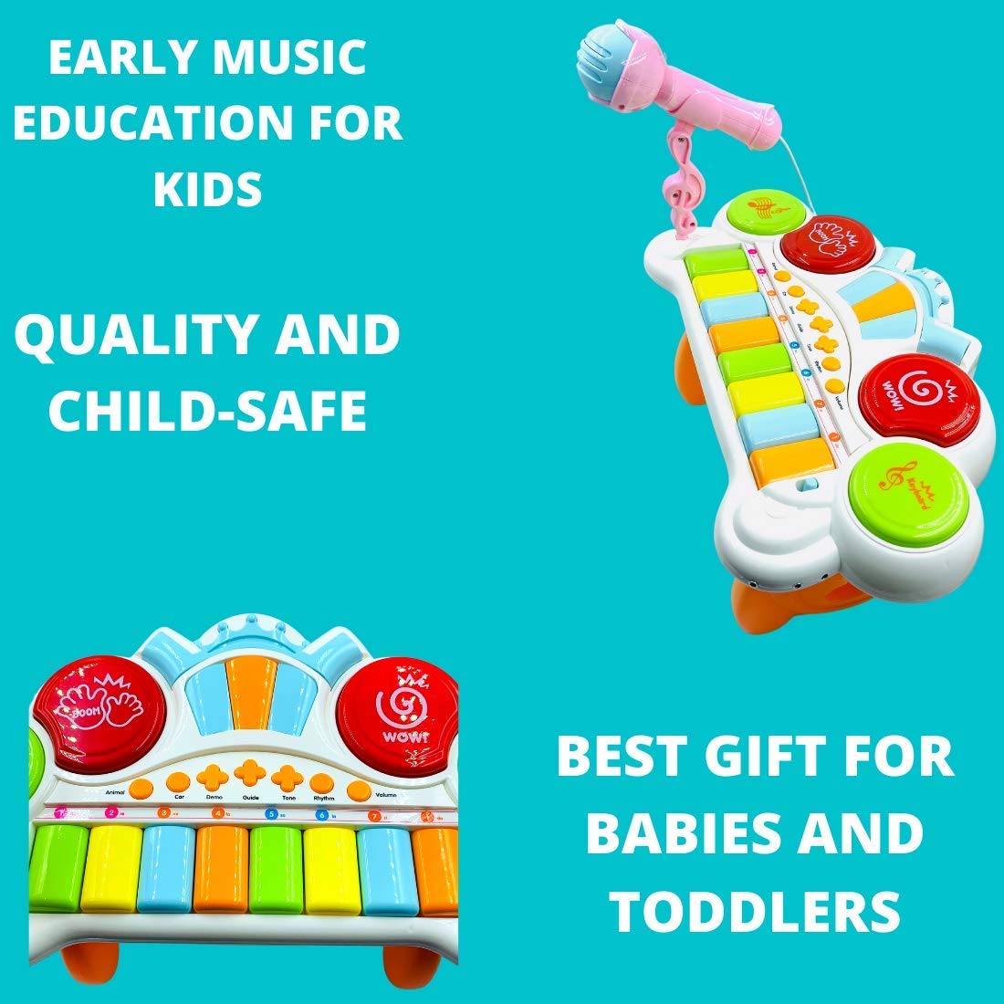 Funny Musical Piano Keyboard Mini Grand Piano Toy For Toddlers With Music Modes Microphone Educational Keyboard Musical Instrument