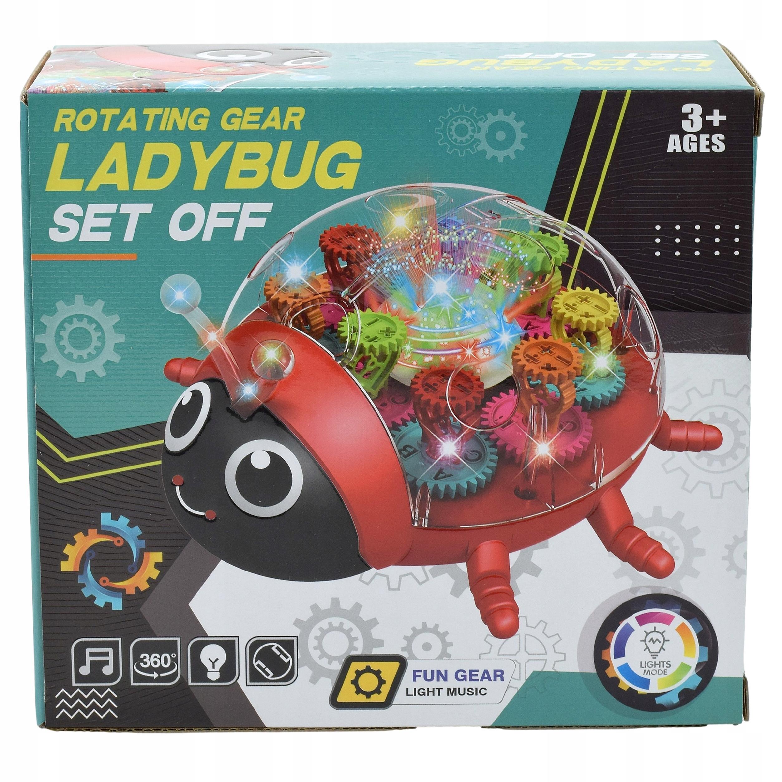 Battery Operated Rotating Gear Ladybug Toy With Lights And Music