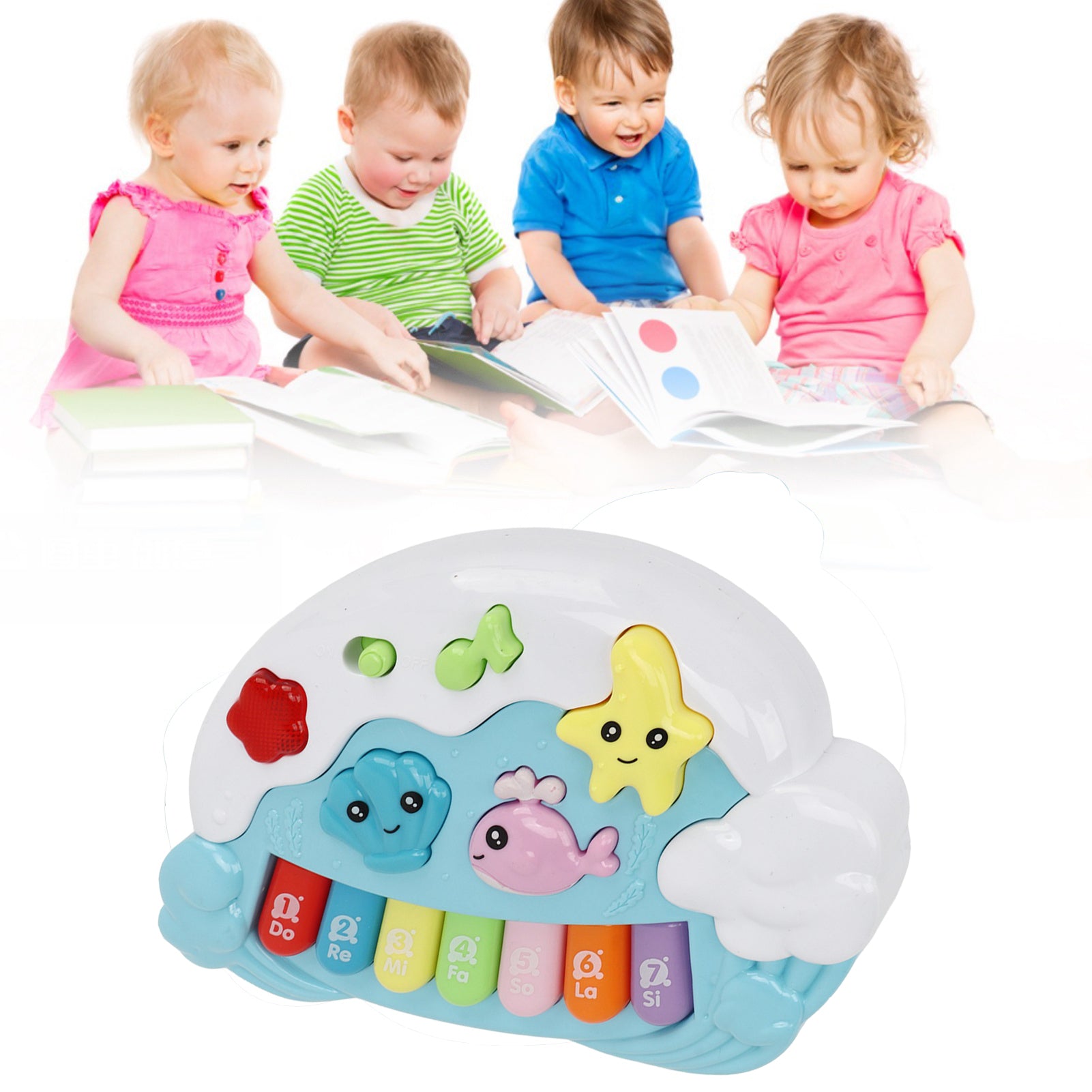 Multifunctional Symphony 12-Key Electronic Musical Sea Animal Keyboard Piano With Light And Music