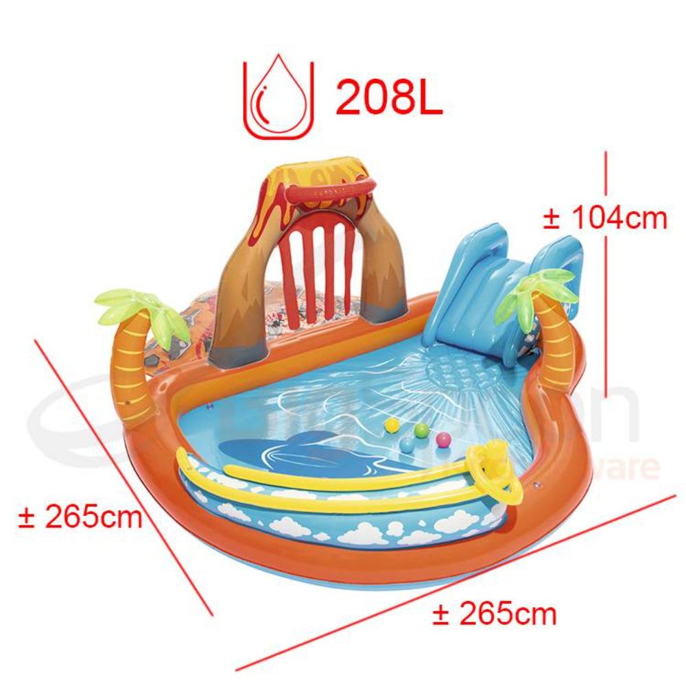 2.65M X 2.65M X 1.04M Bestway 53069 Lava Lagoon Play Centre Safe Inflatable Marine Ball Paddling Pool