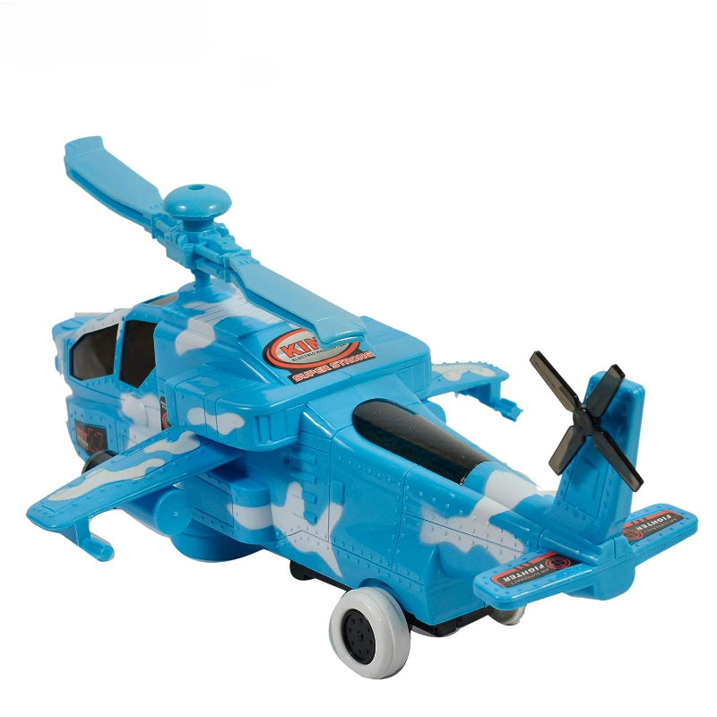 Bump And Go Action Color Combat Helicopter Toy With 3D Lights And Build In Melody
