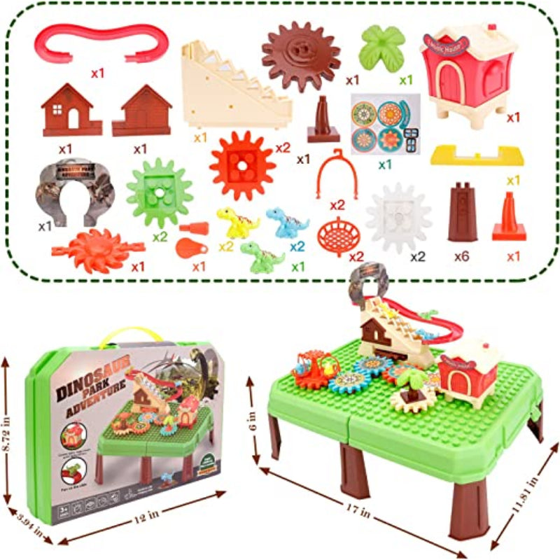 Colorful Building Blocks Dinosaur Adventure Park Activity Table Toy
