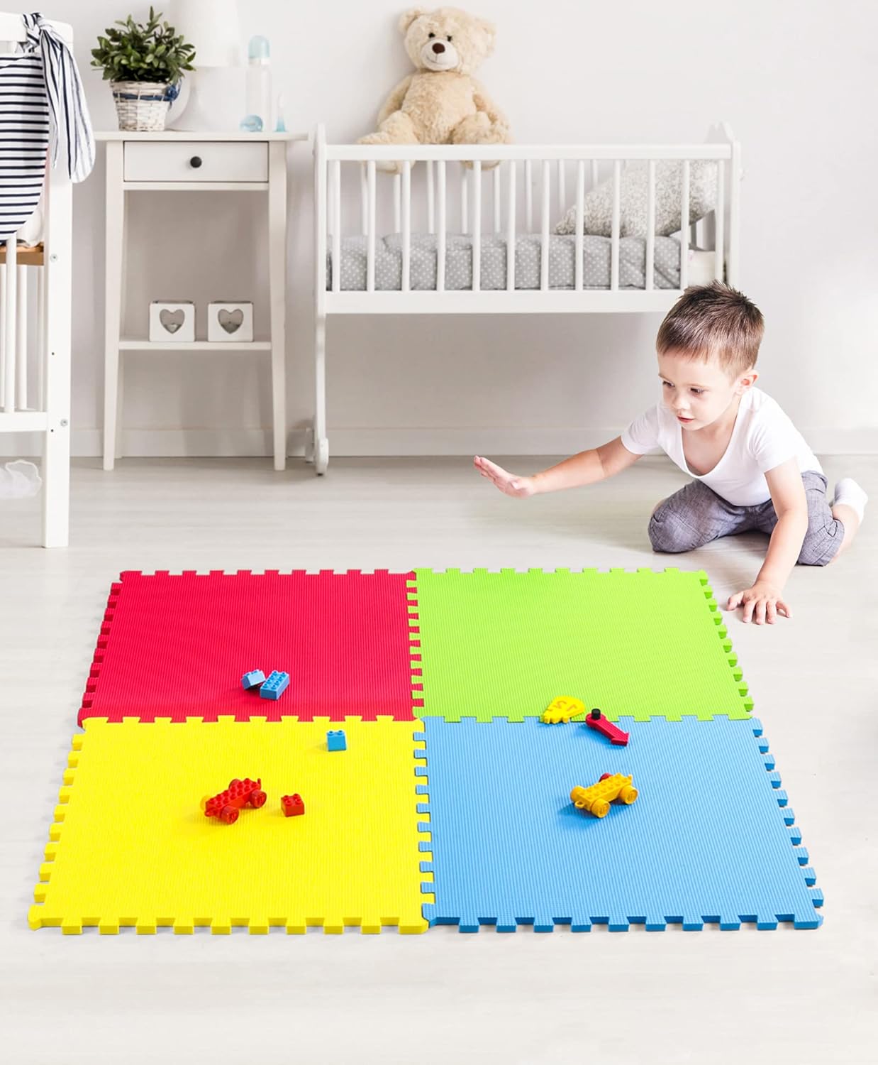 4 Pcs Multicolor Puzzle Playmat – Soft EVA Foam Tiles for Kids’ Playroom (2ftx2ft)