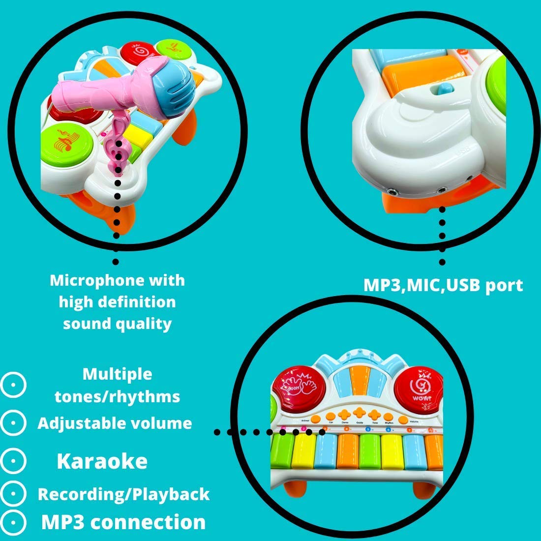 Funny Musical Piano Keyboard Mini Grand Piano Toy For Toddlers With Music Modes Microphone Educational Keyboard Musical Instrument