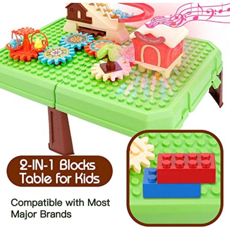 Colorful Building Blocks Dinosaur Adventure Park Activity Table Toy