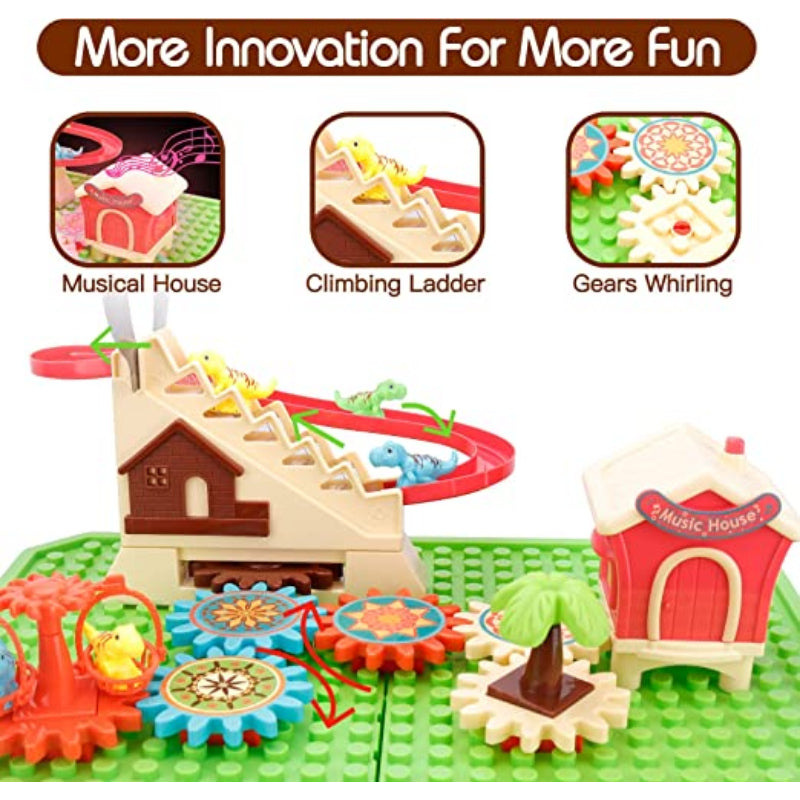 Colorful Building Blocks Dinosaur Adventure Park Activity Table Toy