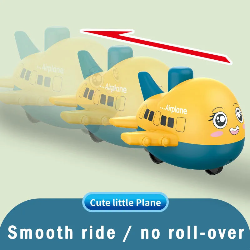 Pack Of 2 Cute Happy Face Push And Go Airplane Toy