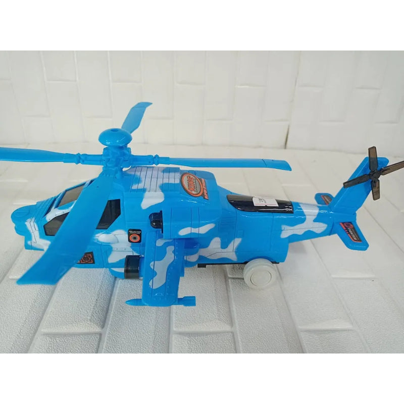 Bump And Go Action Color Combat Helicopter Toy With 3D Lights And Build In Melody