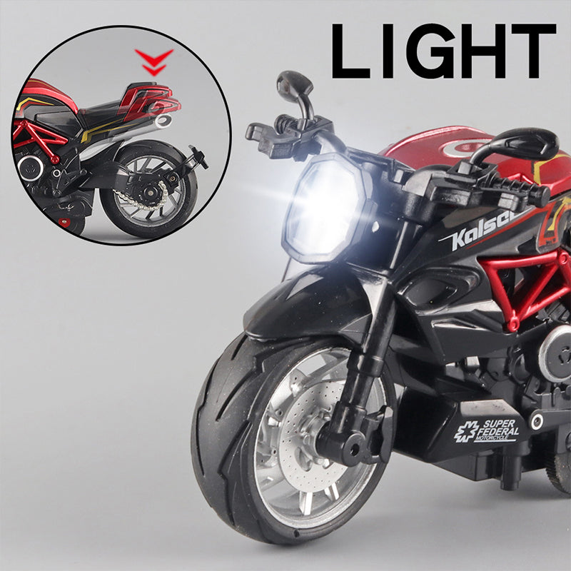 1:12 Alloy Series Classic Racing Pull Back Sports Bike With Flashing Lights And Sounds