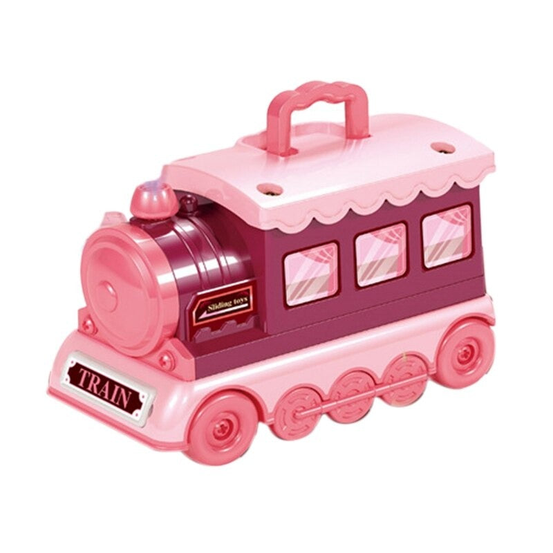 2 In 1 Pretend Play Portable Small Train Kids Play House Multicolor