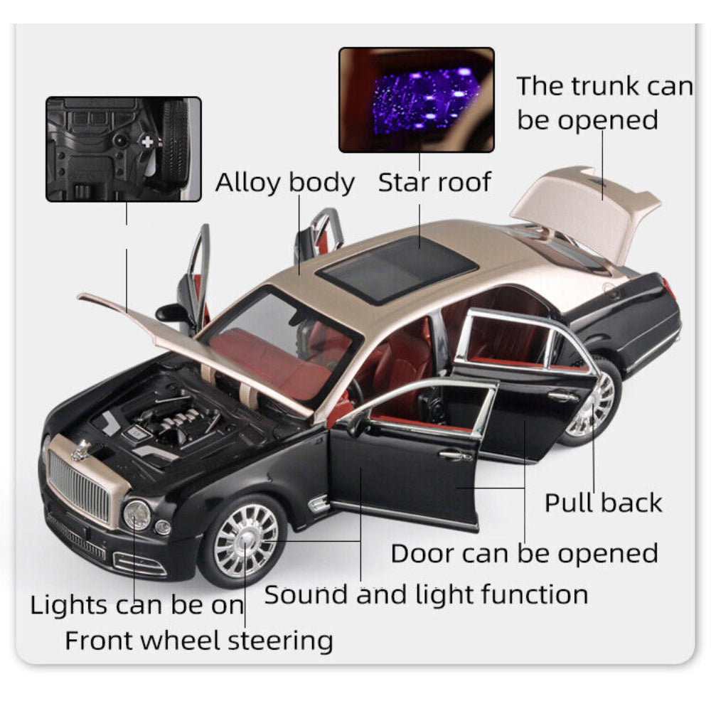 1:24 Bentley Mulsanne Alloy Die-Cast Model Car With Sound & Light