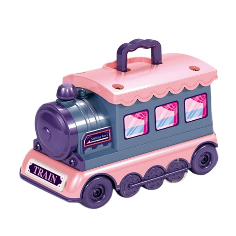 2 In 1 Pretend Play Portable Small Train Kids Play House Multicolor