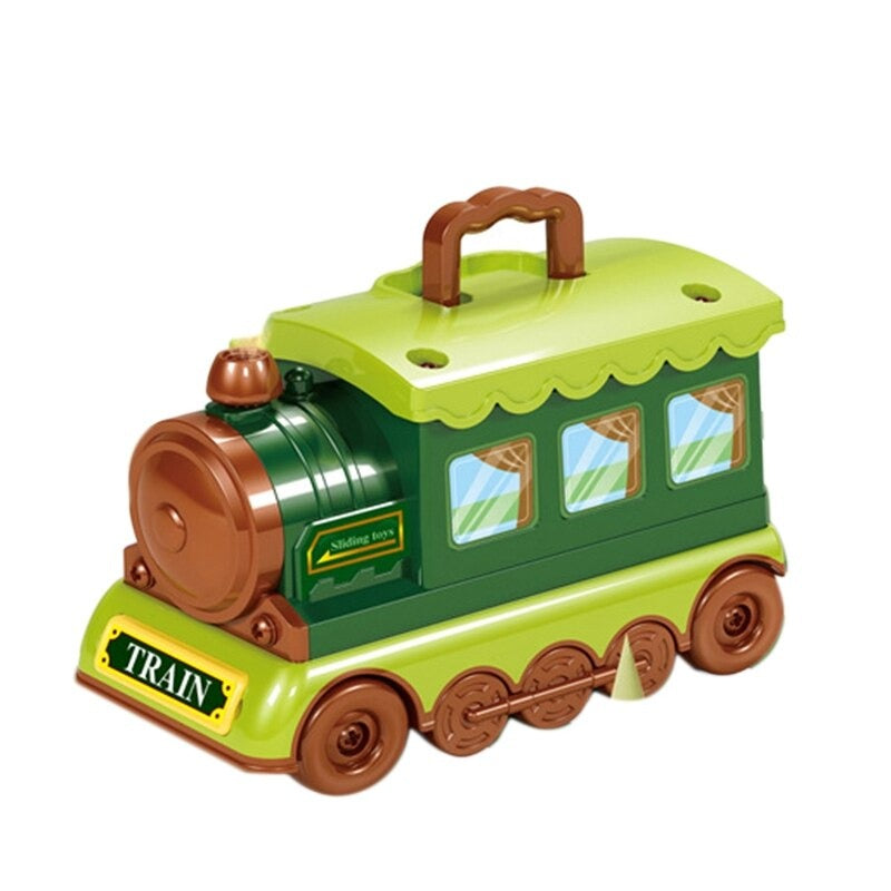 2 In 1 Pretend Play Portable Small Train Kids Play House Multicolor