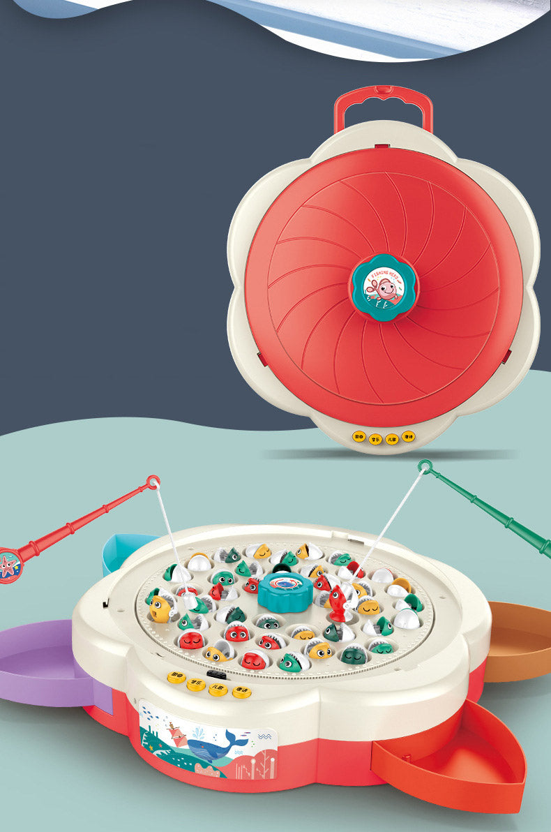 Fishing Multifunctional 3in1 Hero Magnetic Fish Game Electric Musical Rotating Board Kids Toy