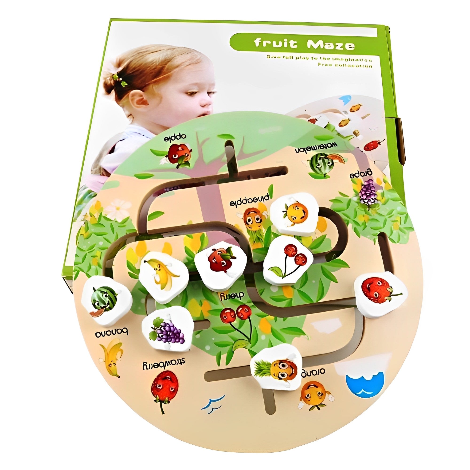 Montessori Fruit Maze & Assemble Wooden Puzzle Set For Toddlers