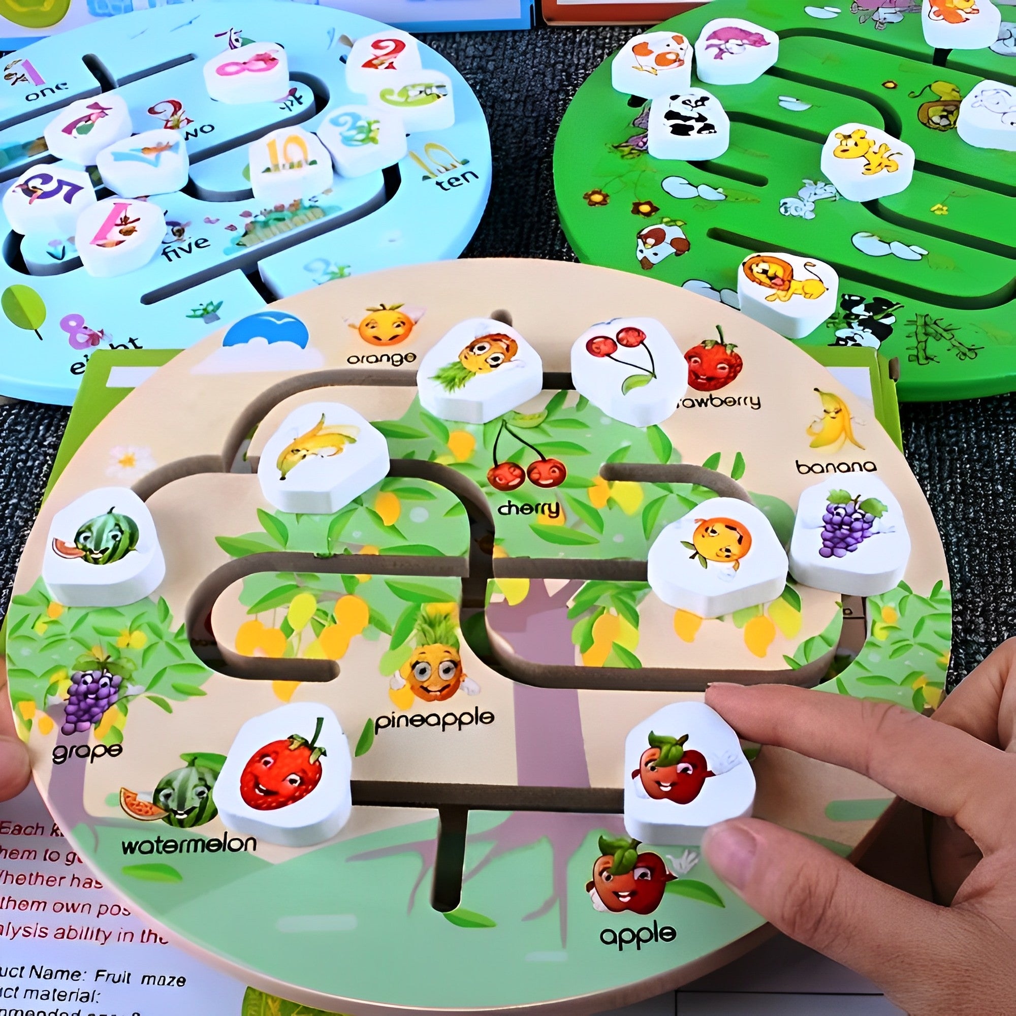 Montessori Fruit Maze & Assemble Wooden Puzzle Set For Toddlers