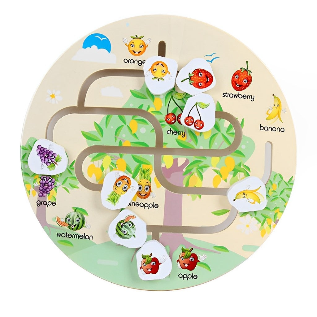 Montessori Fruit Maze & Assemble Wooden Puzzle Set For Toddlers