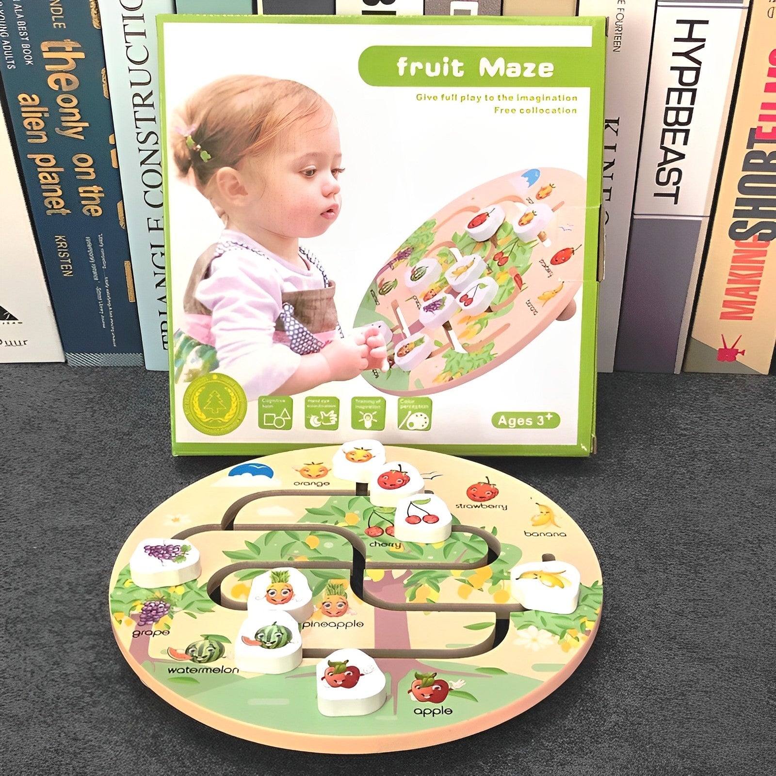 Montessori Fruit Maze & Assemble Wooden Puzzle Set For Toddlers