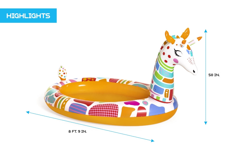 Bestway 53089 Cute Giraffe Animal Shape Water Splash Swimming Pool