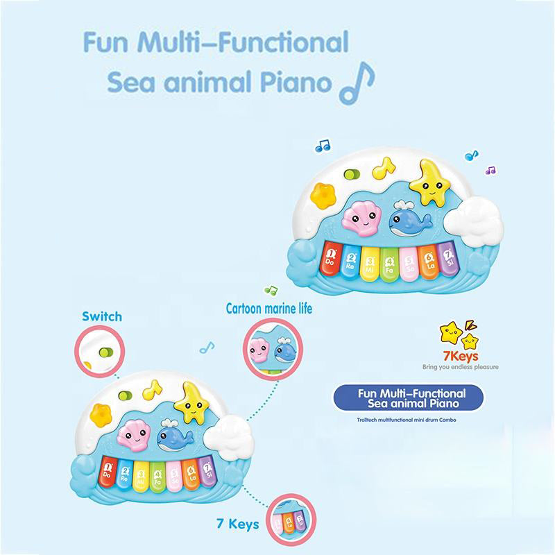 Multifunctional Symphony 12-Key Electronic Musical Sea Animal Keyboard Piano With Light And Music