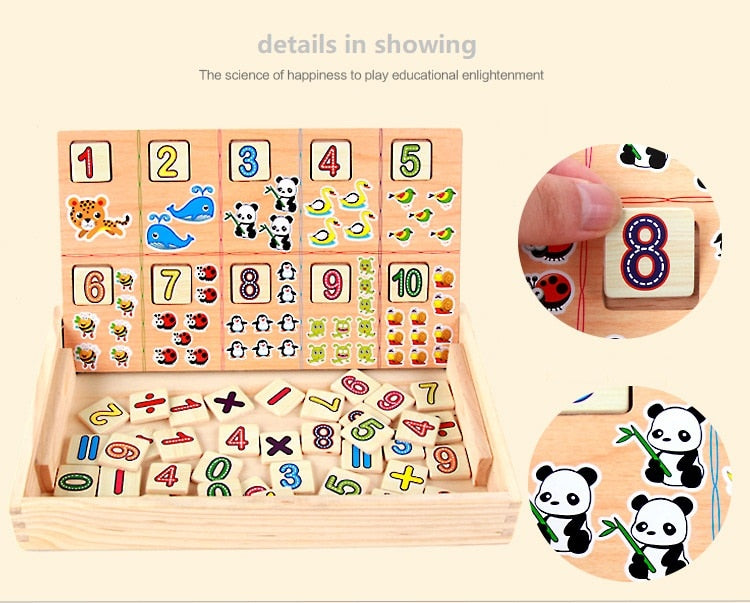 Multifunctional Wooden Donut Arithmetic Counting Stick learning Box For Kids