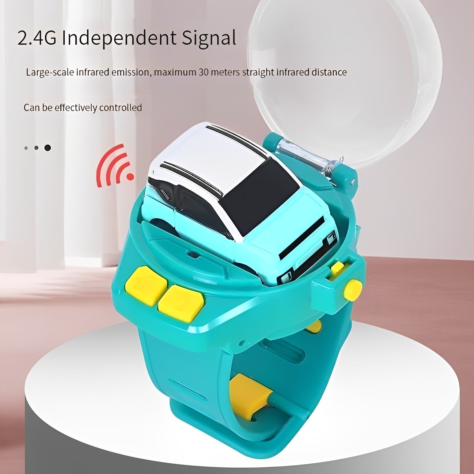 Mini 2.4g Rechargeable Remote Controlled Wristwatch Car Toy For Kids