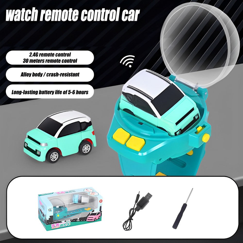 Mini 2.4g Rechargeable Remote Controlled Wristwatch Car Toy For Kids