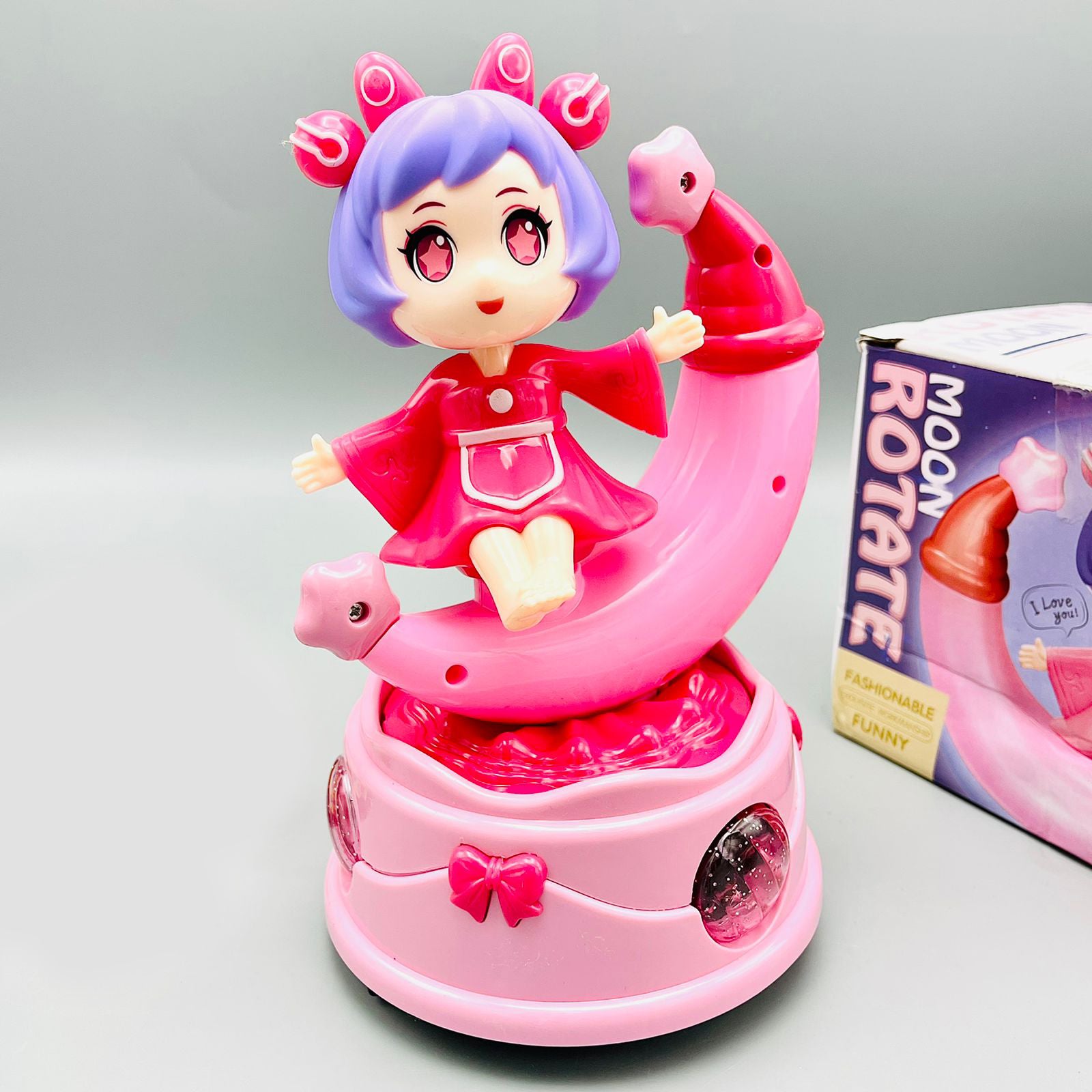 Cute Princess Rotating Glowing Moon Carriage Toy With Dynamic Music And Lights