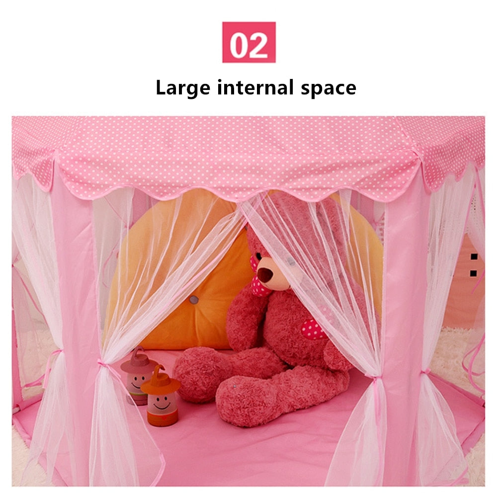 Portable Baby Tent House Kids Princess Castle Play Foldable Tent Indoor and Outdoor