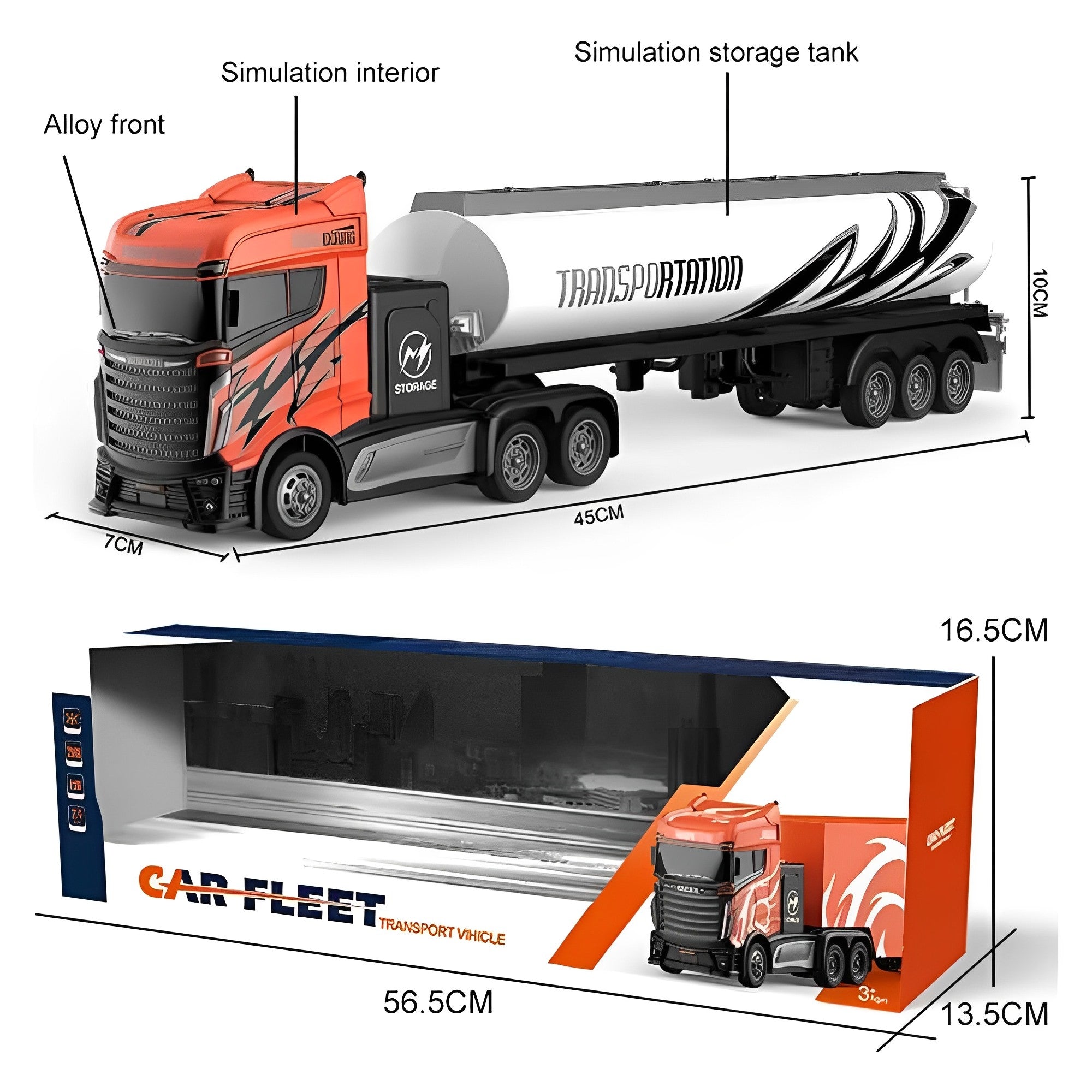 4 Channel 2.4GHz Remote Control 1:16 2WD Truck Trailer Toy For Kids
